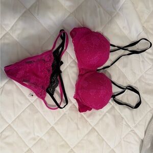 Elegant Pink Lace Bra and Panty Set